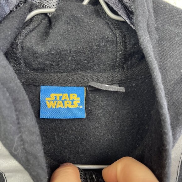 VTG Star Wars Hoodie Boys Sz 3 Black Darth Vader Zip Up Graphic Lucasfilm - Picture 6 of 15